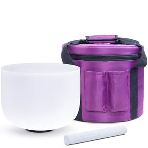 KVKA Quartz Crown Chakra Singing Bowl 432 hz B Note for Sound Healing,Meditation, Sound Therapy, 8 Inch With Carrying Case,Suede Striker,O-ring
