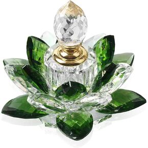 JQJ Blue Crystal Perfume Bottles Empty Lotus Flower Figurines Gifts for Women