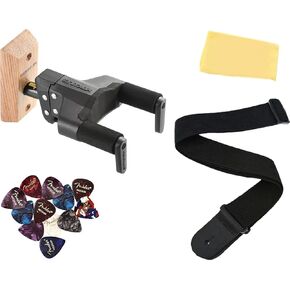Hercules USP20CB Auto-Grip Ukulele Clamp - 2-Pack Bundle with Ukulele Strap, and Austin Bazaar Polishing Cloth