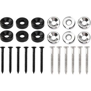 12Pcs Yootones Guitar Neck Joint Ferrules Bushing with Screws Compatible with Bass Electric Guitar(Black+Silver)