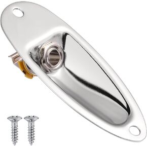 Guitar Input Jack Socket Plate, 1/4 Inch Stratocaster Jack Ferrule Guitar Jack Plug Socket Plate Guitar Output Jack Cover Pad Silver for Fender Stratocaster Electric Guitar Bass
