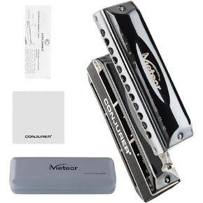 CONJURER Chromatic Harmonica with Valve 12 Hole Harmonica C Key for Adult Beginners Mouth Organ with Brass Reeds,1248-Meteor Key of C