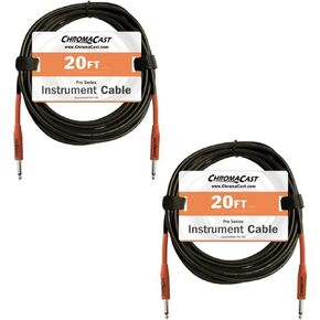 ChromaCast Pro Series Cables Sunset Orange 20-Feet Pro Series Instrument Cable, Straight - Straight | 2 Pack