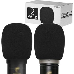 Geekria for Creators Foam Windscreen Compatible with TONOR Q9, TC20, TC30, TC40, TC-2030, ORCA-001 Microphone Antipop Foam Cover, Mic Wind Cover, Sponge Foam Filter (Black / 2 Pack)