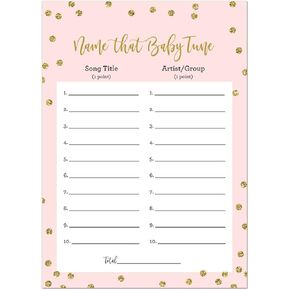 InvitationHouse Name That Baby Tune Game - 24 Count - (Faux Gold Glitter on Pink)