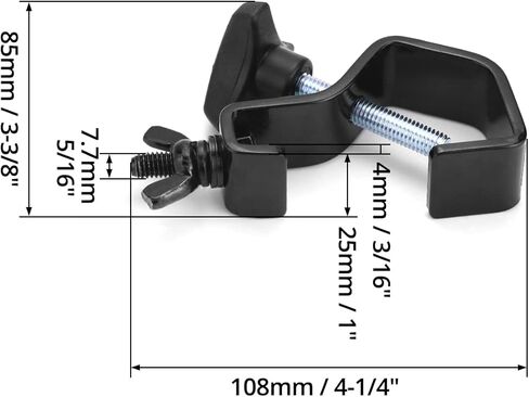 QWORK 6 حزمة مشبك إضاءة المسرح، خطاف إضاءة المسرح، مشابك تروس سوداء، أقصى تحميل 44 رطل C مشبك لإضاءة DJ أضواء كشاف ضوء رأس متحرك، مناسب لأنابيب/أنابيب OD مقاس 1 بوصة - 1⅛ بوصة in Kuwait