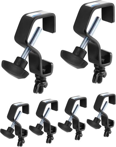 QWORK 6 حزمة مشبك إضاءة المسرح، خطاف إضاءة المسرح، مشابك تروس سوداء، أقصى تحميل 44 رطل C مشبك لإضاءة DJ أضواء كشاف ضوء رأس متحرك، مناسب لأنابيب/أنابيب OD مقاس 1 بوصة - 1⅛ بوصة in Kuwait