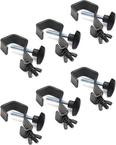 QWORK 6 حزمة مشبك إضاءة المسرح، خطاف إضاءة المسرح، مشابك تروس سوداء، أقصى تحميل 44 رطل C مشبك لإضاءة DJ أضواء كشاف ضوء رأس متحرك، مناسب لأنابيب/أنابيب OD مقاس 1 بوصة - 1⅛ بوصة in Kuwait