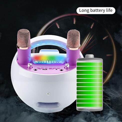 آلة كاريوكي KBQ مع 2 ميكروفونات لاسلكية، مكبر صوت كاريوكي محمول بلوتوث مع ضوء LED للأطفال والكبار والحفلات المنزلية الخارجية (أرجواني) in Kuwait