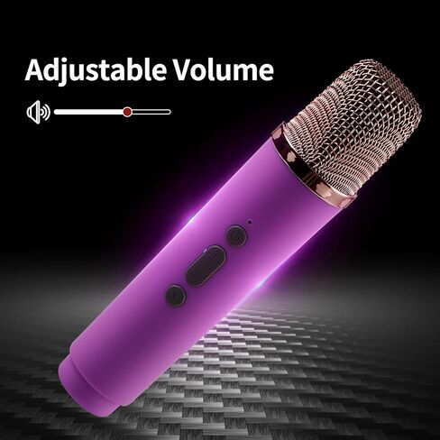 آلة كاريوكي KBQ مع 2 ميكروفونات لاسلكية، مكبر صوت كاريوكي محمول بلوتوث مع ضوء LED للأطفال والكبار والحفلات المنزلية الخارجية (أرجواني) in Kuwait