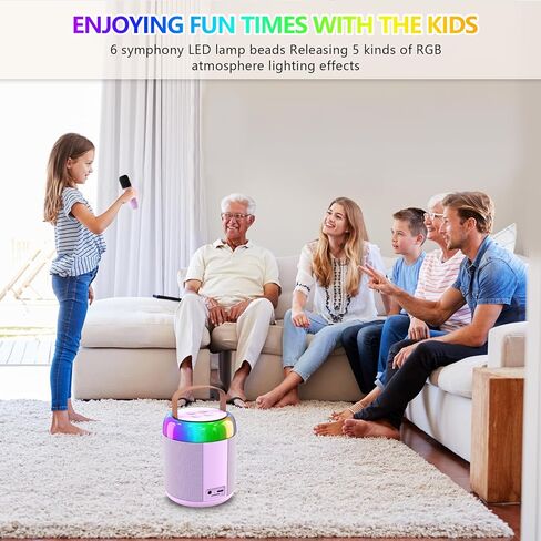 Mini Karaoke Machine, Portable Bluetooth 5.3 Speaker with 2 Wireless Microphones for Kids and Adults, Gifts for Girls and Boys Birthday Gifts Home Party Indoor Outdoor Activities（Purple） in Kuwait