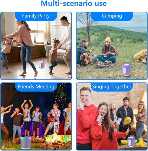 Mini Karaoke Machine, Portable Bluetooth 5.3 Speaker with 2 Wireless Microphones for Kids and Adults, Gifts for Girls and Boys Birthday Gifts Home Party Indoor Outdoor Activities（Purple） in Kuwait