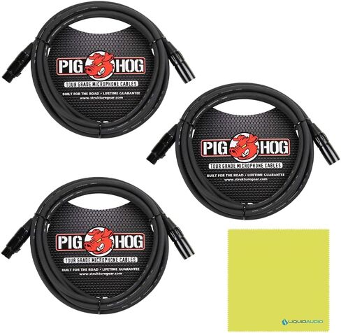 ميكروفون صوتي مباشر من Liquid Audio Sennheiser 3-Pack E 835-S، حزمة سوداء مع 3 عبوات Pig Hog PHM10 8 مم Mic XLR قماش تلميع in Saudi Arabia