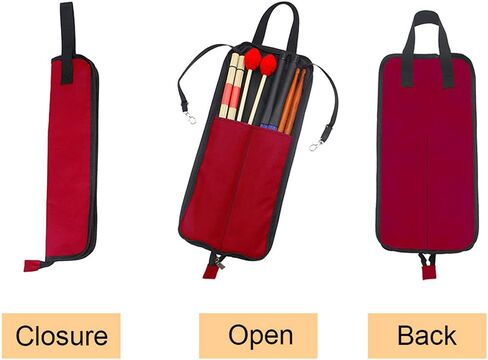 Drumstick Bag, 5 Colors Drum Stick Bag Portable Drum Stick Storage Hanging Case Bag with Handle(red) Played Accessories Drumstick Holder Wooden Pair Drum Sticks Holder Stick Bag in Saudi Arabia
