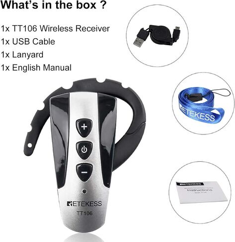 Retekess TT106 Tour Guide System,Ear-Hook Mini Receiver,Church Translation System for Interpretation,Training,Court(1 Receiver) in Saudi Arabia