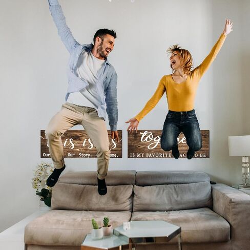 Jetec 2 Pcs This is Us Wall Decor Home Wooden Wall Sign Family Wall Plaques Together Is My Favorite Place To Be Sign Rustic Wood Entryway Plaque for Bedroom Living Room,4.7 x 13.8 Inch(Antique Grey) in Kuwait