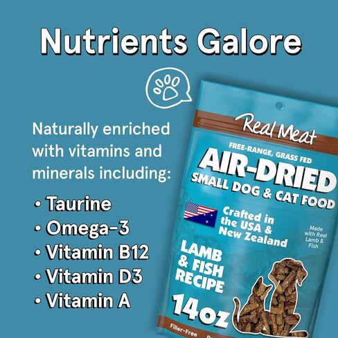 Real Meat Air Dried Cat Food & Dog Food w/Real Beef - 14oz of USA-Crafted Grain-Free Dry Dog & Cat Food Sourced from Hormone-Free, Free-Range, Grass-Fed Beef - All Natural, High Protein Pet Food in Kuwait