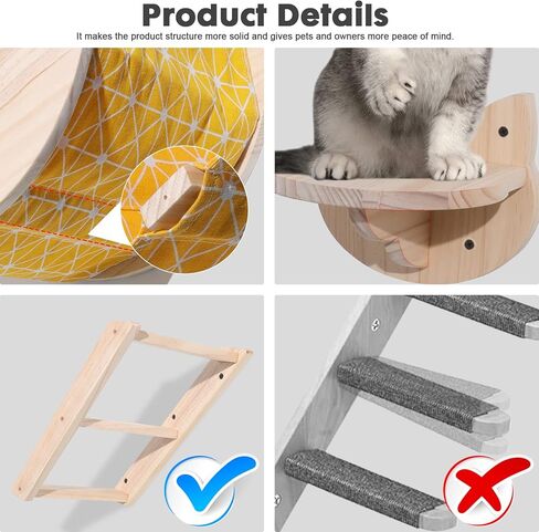 مجموعة أثاث حائط للقطط من توب مارت - عمود خدش من السيزال وأرجوحة وخطوات in Kuwait