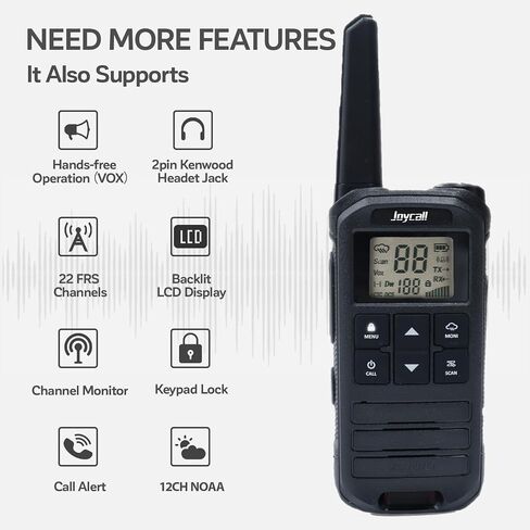 Long Range Walkie Talkies for Adult with NOAA Weather Alert Portable Walkie Talkies Rechargeable 22 Modifiable FRS Two Way Radios with Charger Cable &1400mAh Li-ion Battery (Black) in Saudi Arabia