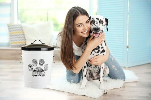 Amici Pet، صندوق تخزين معدني كبير لأغذية الحيوانات الأليفة من Zentangle، مخلب، صغير in Kuwait