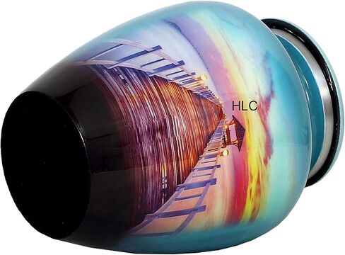 HLC URNS – Beach Blue Cremation Urn for Human Ashes - Adult Funeral Urn Handcrafted - Affordable Urn for Ashes (Adult (200 lbs) – 10.5 x 6 “, Cremation Urn) in Saudi Arabia