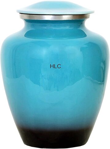 HLC URNS – Beach Blue Cremation Urn for Human Ashes - Adult Funeral Urn Handcrafted - Affordable Urn for Ashes (Adult (200 lbs) – 10.5 x 6 “, Cremation Urn) in Saudi Arabia