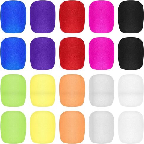 Sibba Pop Filter Microphone Foam 20 Pcs Windscreen Covers Disposable Mic Covering Reusable Pop Filters Microphones Accessories Head Pad Thick Handheld Stage Sponge Colorful Filter Cap in Saudi Arabia