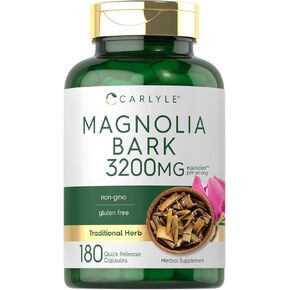 Carlyle Magnolia Bark 3200 mg | 180 Powder Capsules | Herbal Extract Supplement | Non-GMO, Gluten Free