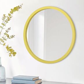 JJUUYOU Circle Wall Mirror Round Mirror for Bathroom, Small Circular Mirror Washroom Wall Mounted Wood Frame Mirror for Living Room Decor, Bedroom, Dorm 23CM