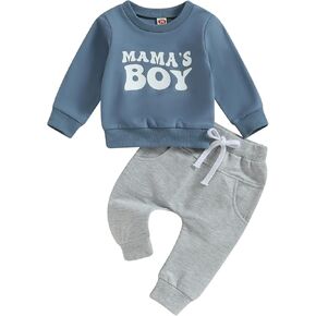Mamas Boy Clothes Toddler Baby Fall Winter Outfit Long Sleeve Letter Sweatshirt Top Jogger Pants Casual Tracksuit in Saudi Arabia