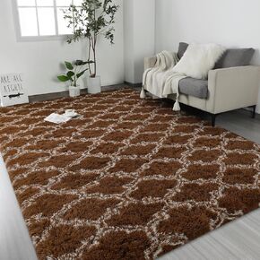 Lascpt 4×6 Large Shag Area Rugs for Bedroom, Beige Living Room Rug Super Soft Plush Fluffy Carpets, Moroccan Geometric Rug for Home Decor, Non-Slip Indoor Floor Rug for Dorm Kids Nursery Girls Room