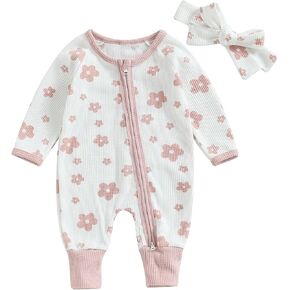 Fall Winter Clothes Newborn Infant Baby Girl Long Sleeve Romper Jumpsuit Floral One Piece Outfit