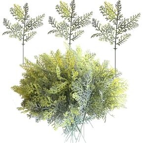 Artificial Cypress Branches Plastic Faux Pine Picks-Fake Greenery Pine Sprigs for DIY Garland Wreath Christmas Party Home Garden Decoration (Cedar)