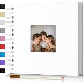Popotop Scrapbook Photo Album,8x8in DIY Hardcover Kraft Photo Album with Display Picture Window,Personalized Blank Memory Book for Family, Wedding,Guest Book,Anniversary,80Pages/40Sheet