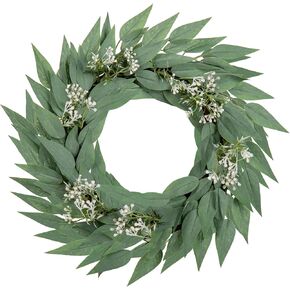 Briful 20" Artificial Eucalyptus Front Door Wreath, Summer Greenery Leaf Wreath for Home Farmhouse Wall Window Indoor/Outdoor Porch Patio Decoration