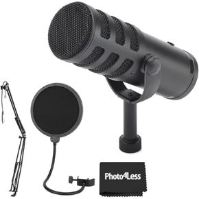 Samson Q9U XLR/USB Dynamic Broadcast Microphone Bundle with Pop Filter and Broadcast/Webcast Boom Arm with XLR Cable
