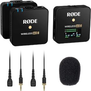Rode Microphones Wireless GO II Dual Channel Wireless Microphone System Bundle Lavalier II Omnidirectional Lav Mic and 3-Pack Foam Windscreen