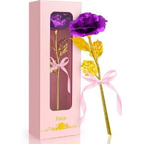 Galaxy Rose Enchanted Crystal Flower with Heart Base (Blue)