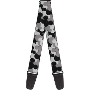 Buckle-Down Guitar Strap - Mickey Mouse Head Stacked Black/Grays - 2" Wide - 29-54" Length