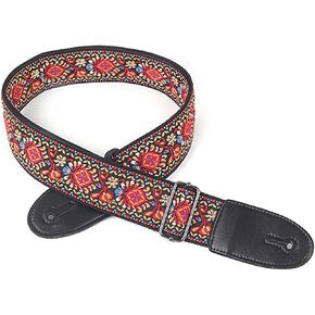 Guitar Strap Classic Jacquard Cotton Straps with Genuine Metal Buckle for Bass Electric and Acoustic Guitars
