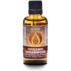Ecodrop Cedarwood Essential Oil 1.69 Fl Oz- Cosmos Certified Organic, 100% Pure, Atlas Cedarwood Oil, Therapeutic Grade for Aromatherapy - Free E-Book by Ecodrop