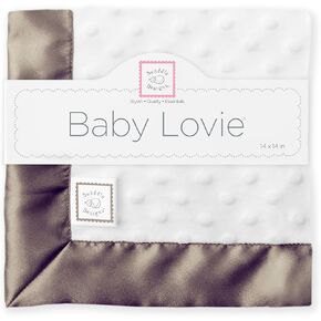 SwaddleDesigns Baby Lovie, Small Security Blanket, Plush Dots with Satin Trim, Gold, 14 x 14 inches (36 x 36 cm)