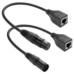 CERRXIAN 1 Pair 3PIN XLR to RJ45 Adapter Cable,XLR Male and XLR Female to RJ45 Female DMX512 Cable,RJ45 to XLR DMX Cable for DMX-CON Controller Series,Stage and Recording Studio-1FT