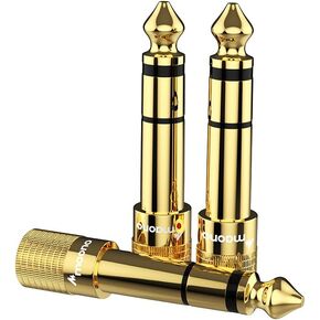 MAONO 6.35 ملم 1/4 ذكر إلى 3.5 ملم 1/8 أنثى محول سماعة رأس ستيريو لواجهة الصوت، خلاط، جيتار، بيانو كهربائي، أمبير، AD03 (مطلي بالذهب، 3 قطع) in Kuwait