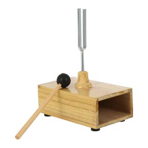 Hemobllo Guitar Tuner Tuning Fork 512HZ Virbration with Wood Resonator Box Experimental Instrument with Tuning Fork Knocker for Laboratory School Guitar Tuners