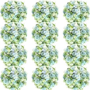 Tigeen 12 Bundles Peonies Artificial Flowers Artificial Peonies Silk Flowers Faux Peony Flowers Fake Peony Silk Hydrangea Bouquet for Wedding Table Centerpiece Floral Vase Decor (Champagne White)