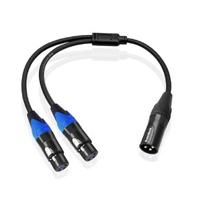XLR Splitter Cable,Dual Female XLR to Male XLR Y Cable (XLR Splitter 3 Pin 2 Female to 1 Male),Balanced Microphone Splitter Cord Audio Adaptor - 1.6ft /0.5m