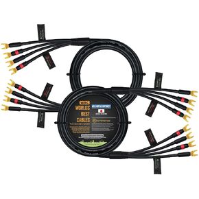 WORLDS BEST CABLES 8 Foot - Canare 4S11 – Audiophile Grade - HiFi Star-Quad Bi-Amp Speaker Cable Pair with Eminence Gold Spade Connectors