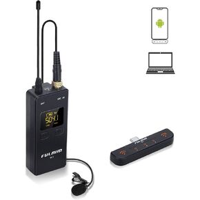 FULAIM VL1 Wireless Lavalier Microphones System for Android Mobile Phones PC Laptop, 16-Channel UHF Lapel Mic for Recording Vlog YouTube Video Interview - 2TX