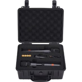 حافظة ميكروفون لاسلكية MGZNMTY لنظام ميكروفون JBL اللاسلكي 2، صندوق مقاوم للماء شديد التحمل لغناء ميكروفون الكاريوكي، جهاز استقبال ثنائي القناة، كابل، ملحقات بطاريات AA (أسود) in Kuwait